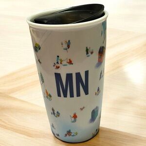 Starbucks Minnesota MN ski slopes‎ winter scene Ceramic Travel Tumbler 12 OZ